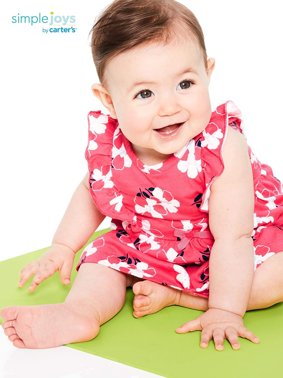Simple Joys by Carter's Baby Girls' Romper, Sunsuit and Dress, Pack of 3 - Image 3